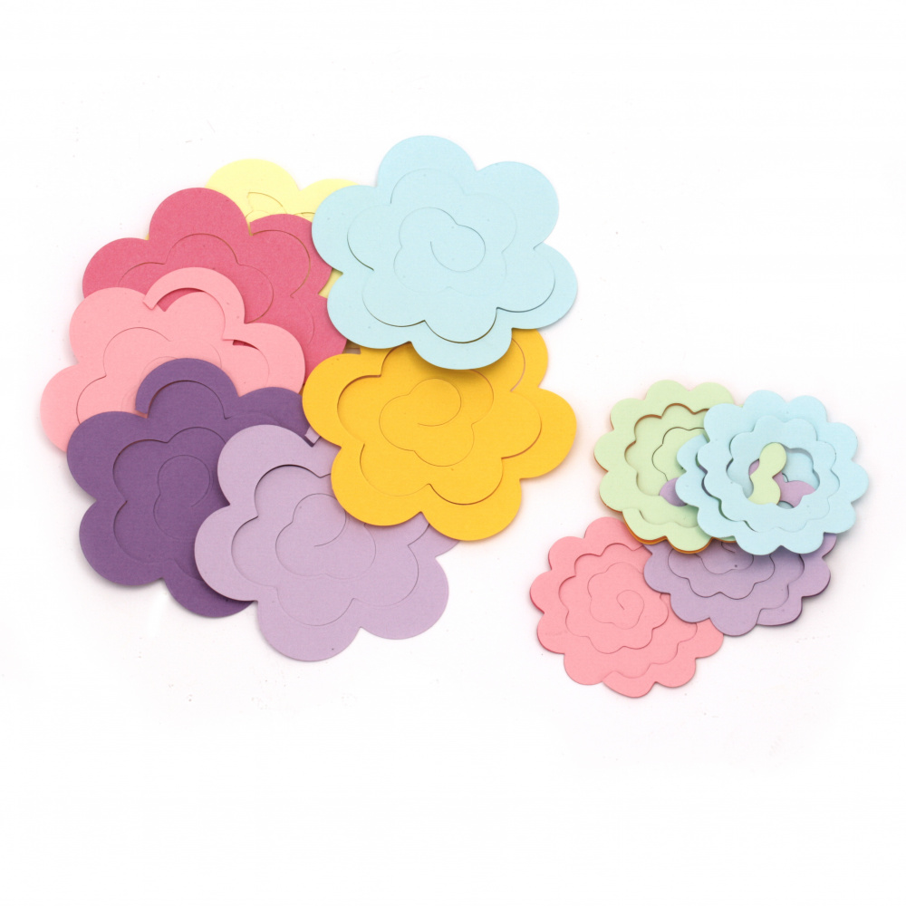 Paper flowers 52~75x52~69 mm for decoration Assorted colors -20 pieces