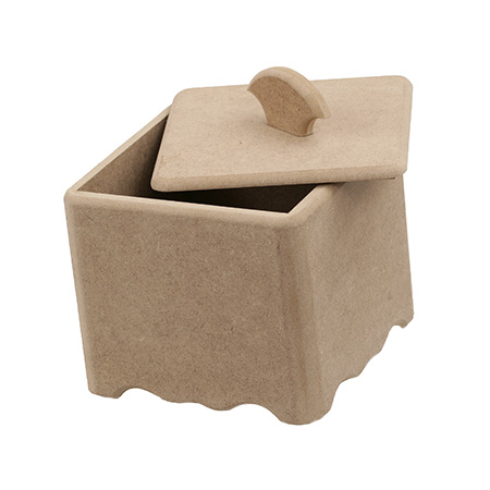 MDF box for decoration with handle 13x13x11.5 cm
