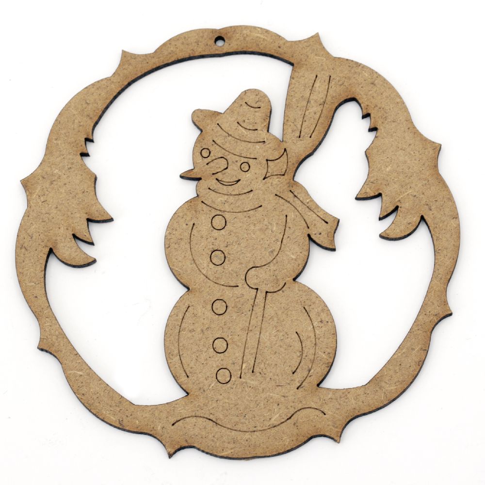MDF Wooden Element 100x2 mm snowman decoration