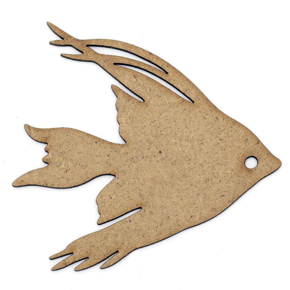 MDF wooden element for decoration in fish shape 100x95x2 mm