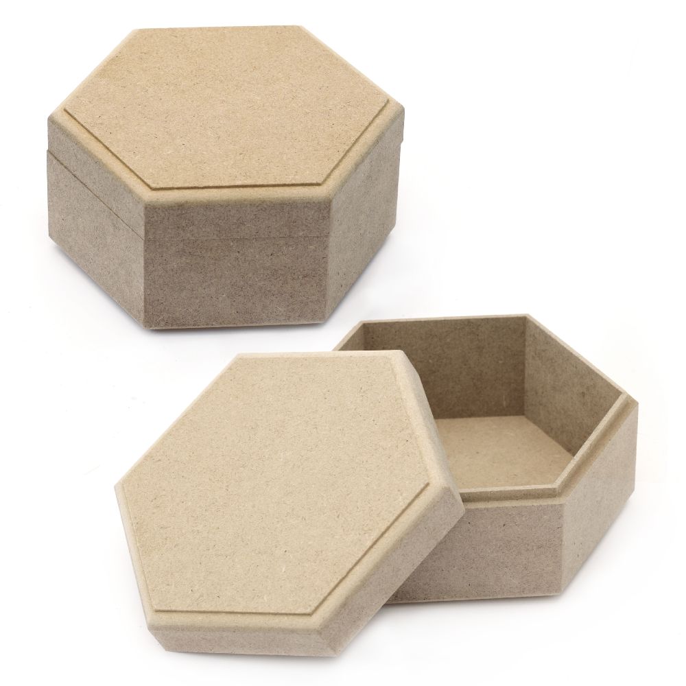 MDF box for decoration hexagonal 13x13x7 cm