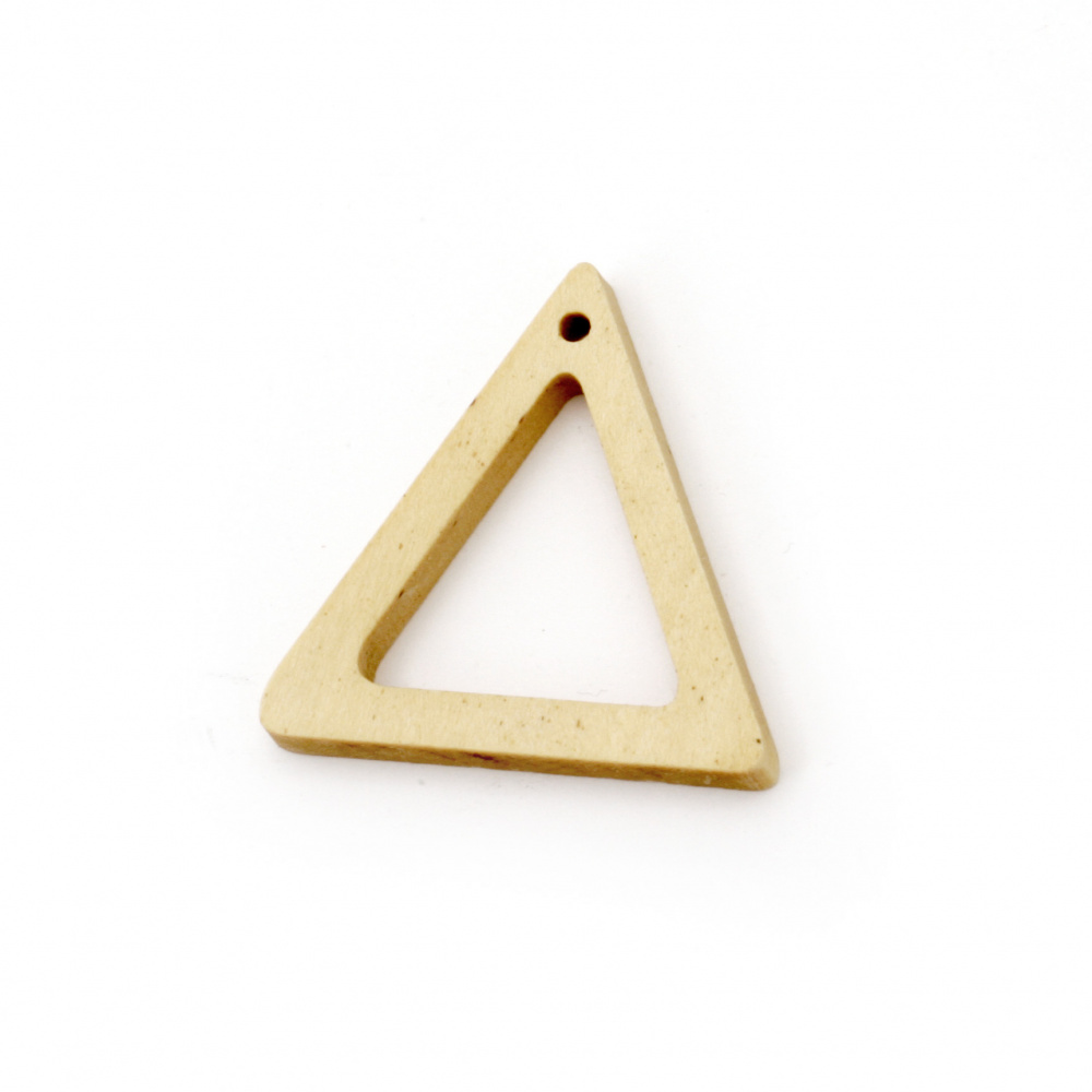 Wooden triangle pendant for decoration  35x34x4.5 mm hole 1 mm color wood - 5 pieces