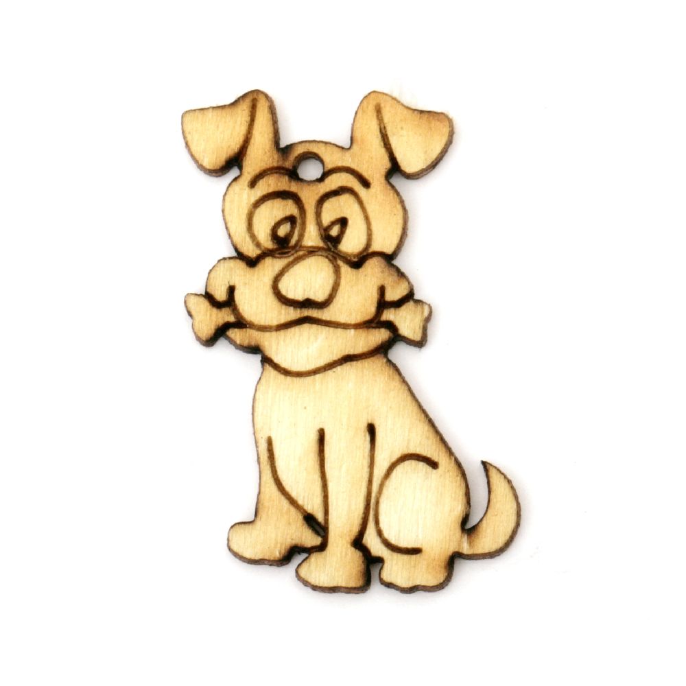 Pendant wooden dog 30x20x2 mm - 10 pieces