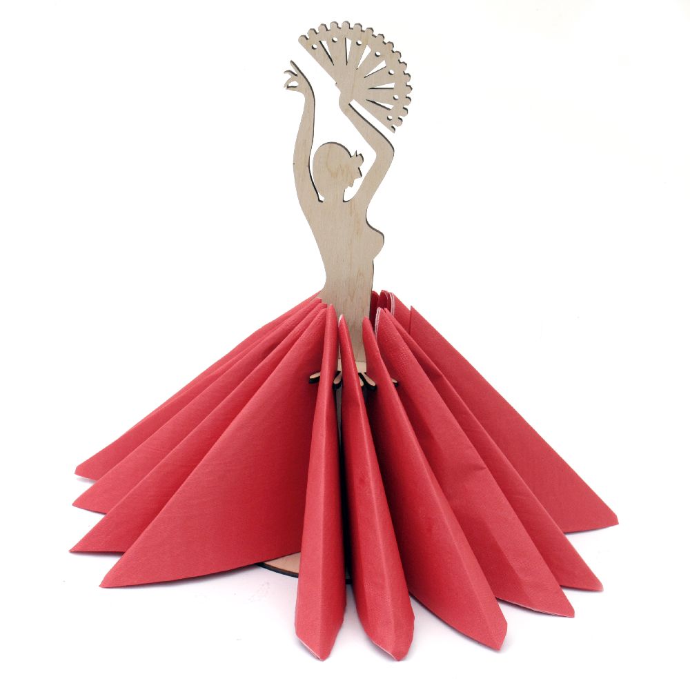 Wooden napkin holder in shape of flamenco dancing lady № S03 11x31 cm