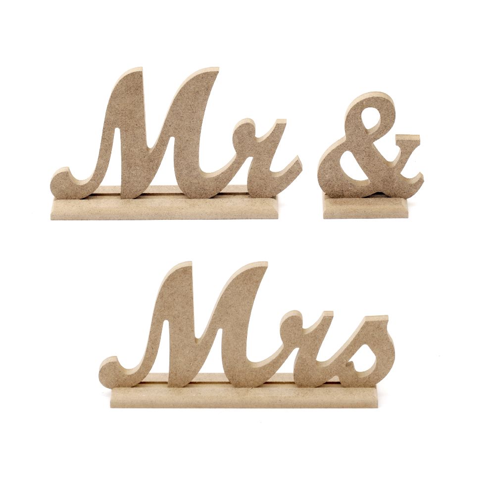 MDF 8 mm letters for decoration of stand "Mr&Mrs" 10 cm. 