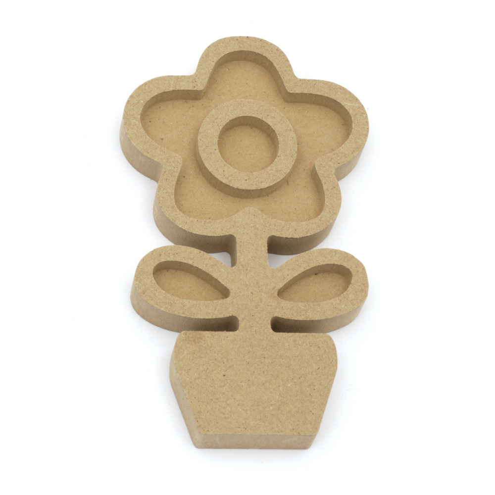 Unfinished MDF figurine for decoration 82x142x15 mm flower in a pot
