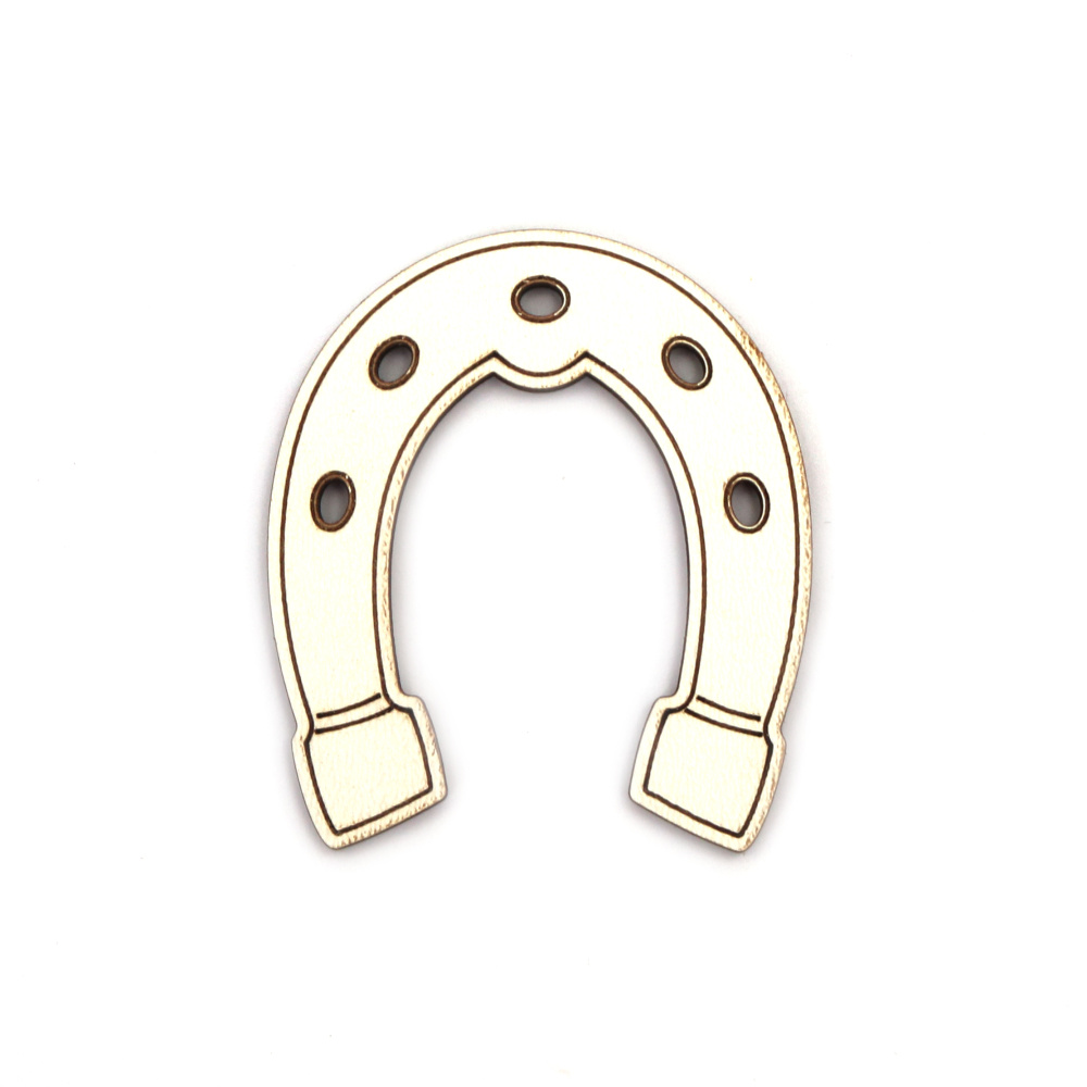 White MDF Horseshoe for Decoration 52x60 mm - 2 pieces