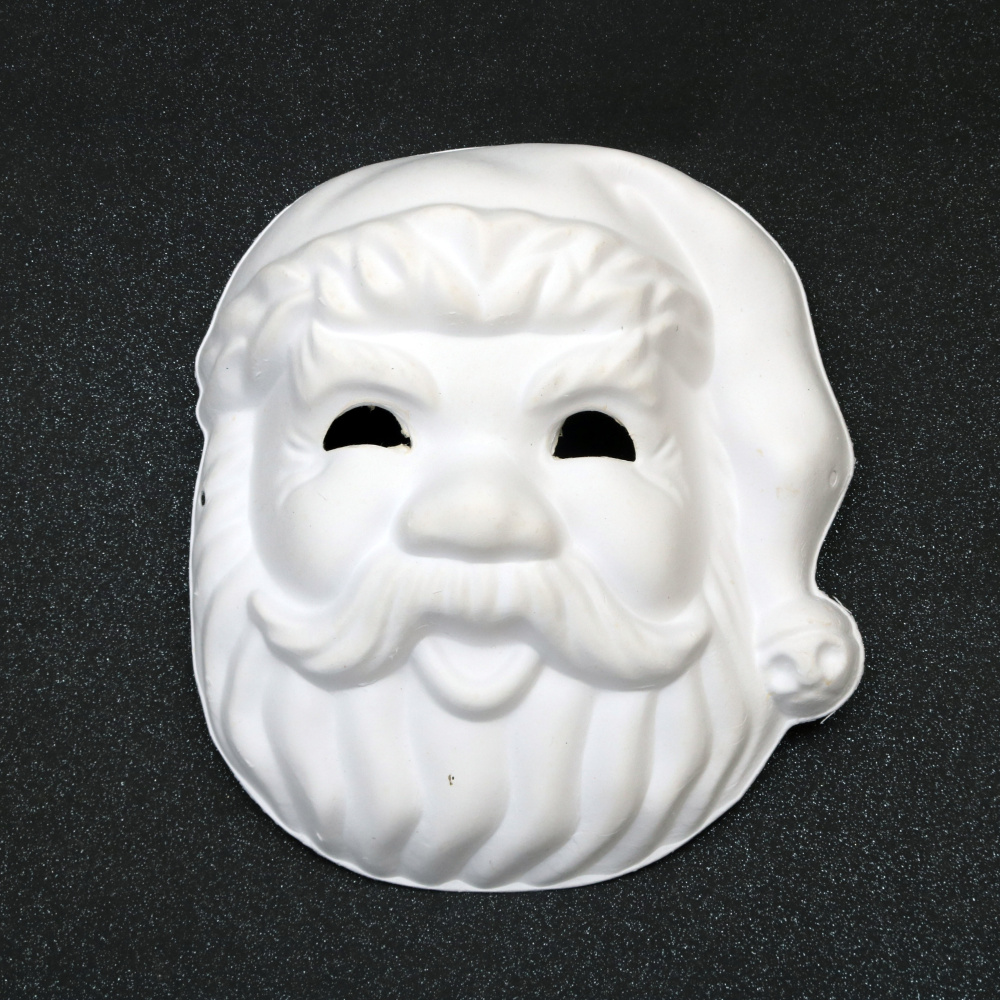 Santa Claus White Cardboard Mask - 210x230 mm