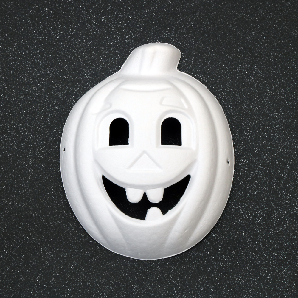White Cardboard Pumpkin Mask for Decoration - 170x220 mm