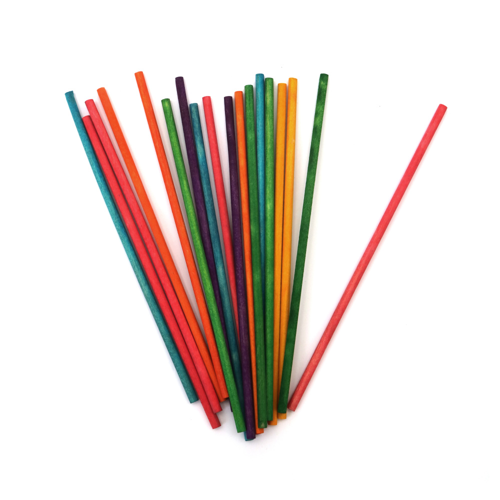 Set bețișoare din lemn colorate 4x150 mm – 50 buc – culori asortate, vii și netede – perfecte pentru hobby creativ, proiecte pentru copii, decorațiuni și DIY