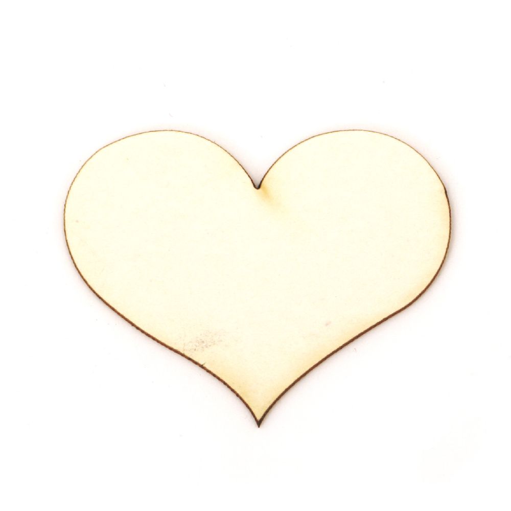 Chipboard heart, decorative element 40x50x1 mm - 2 pieces