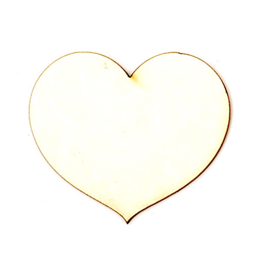 Chipboard heart for embellishment of albums, boxes, tiles 40x50x1 mm - 2 pieces