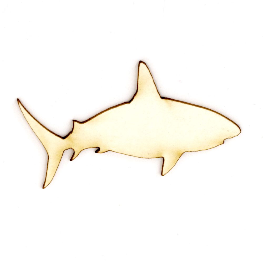 Shark made of chipboard, decorative ornament for scrapbook projects, embossing, painting 25x48x1 mm - 2 pieces