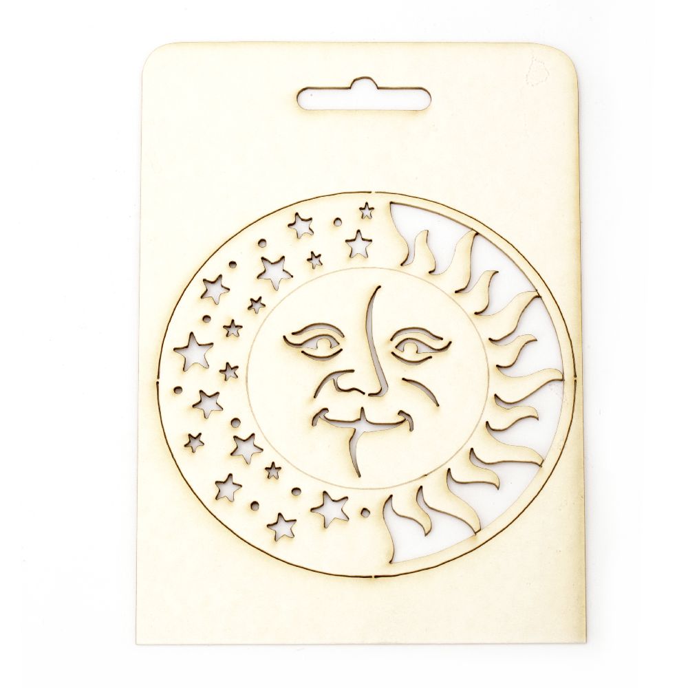 Round figure with face Day and night from chipboard 11 cm