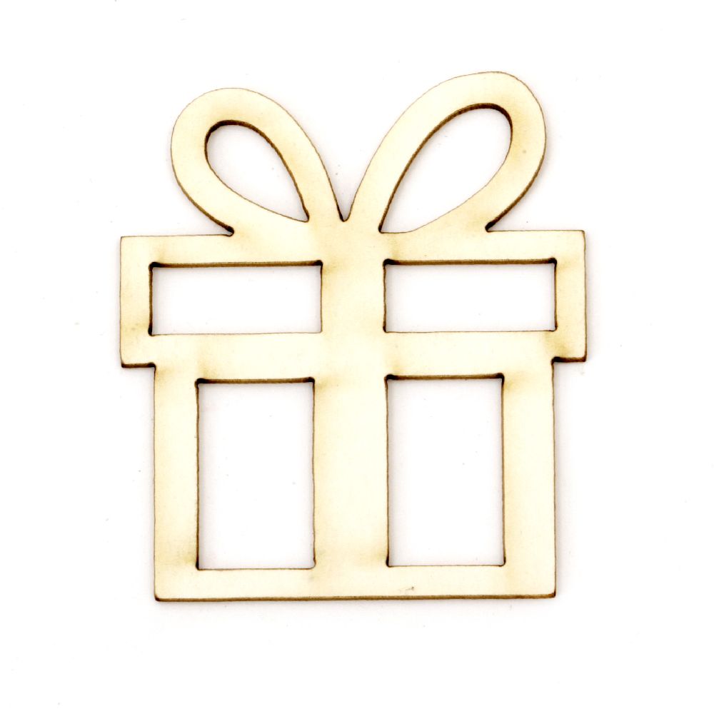 Christmas gift from chipboard, openwork element for decoration of greeting cards, albums 50x45x1 mm - 2 pieces