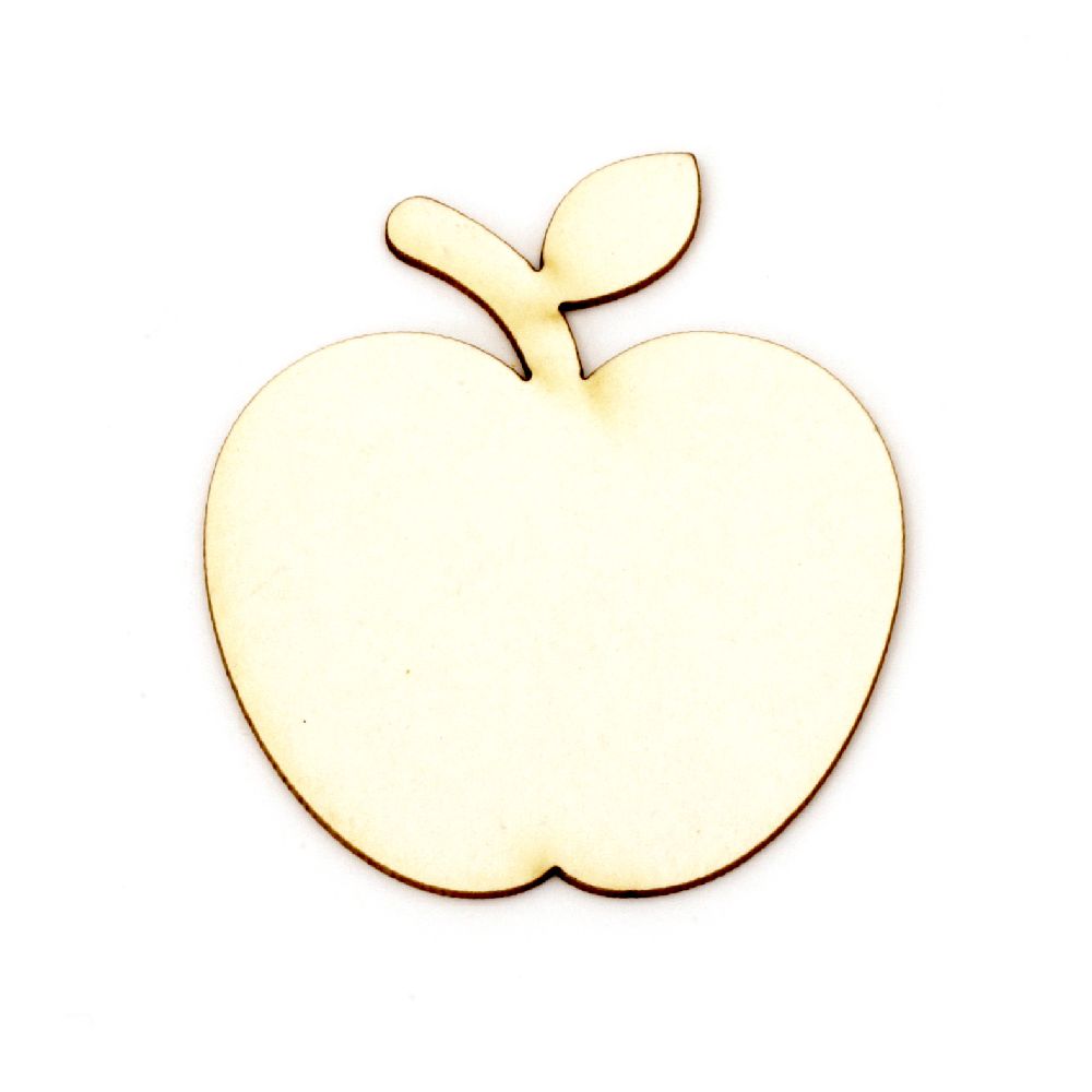 Apple made of chipboard for art decoration, scrapbook projects 50x45x1 mm - 2 pieces