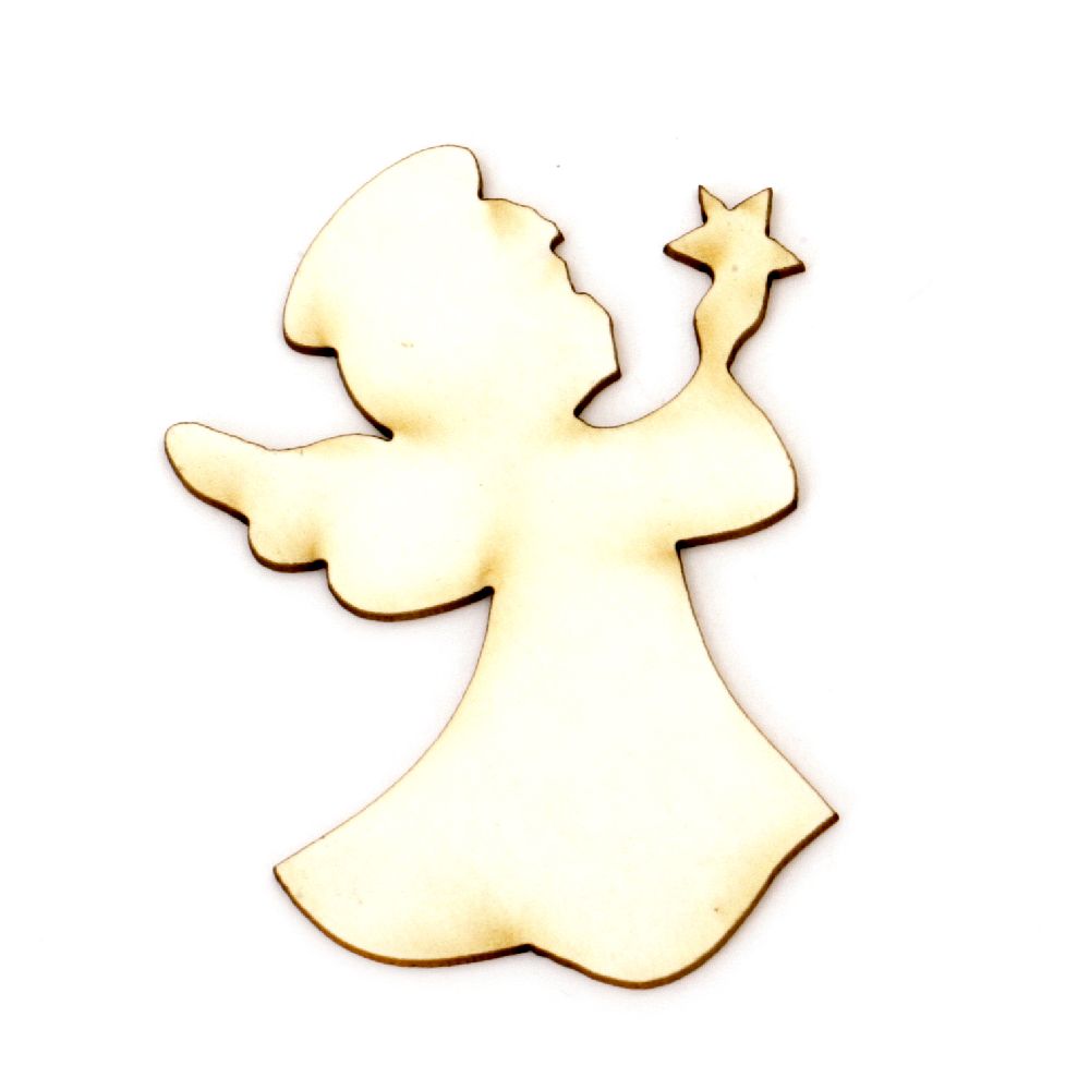 Angel made of chipboard, laser cut element for Christmas decorations 50x40x1 mm - 2 pieces