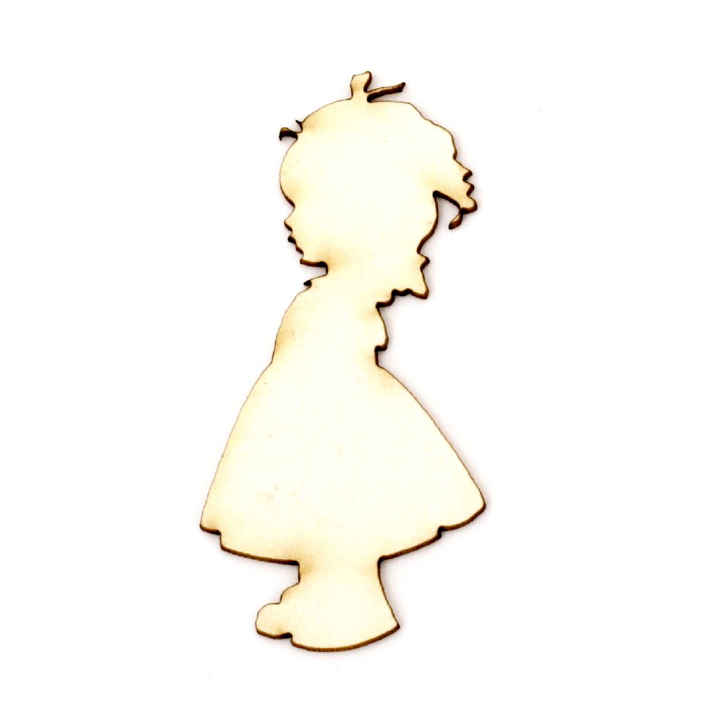 Girl made of chipboard for decorations of various kids projects 60x30x1 mm - 2 pieces