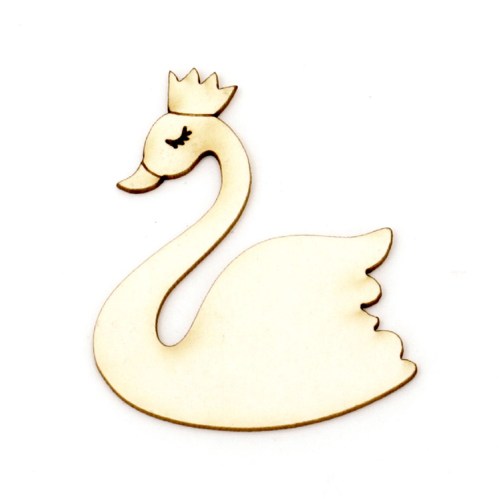 Swan made of chipboard, delicate laser cut element 50x40x1 mm - 2 pieces
