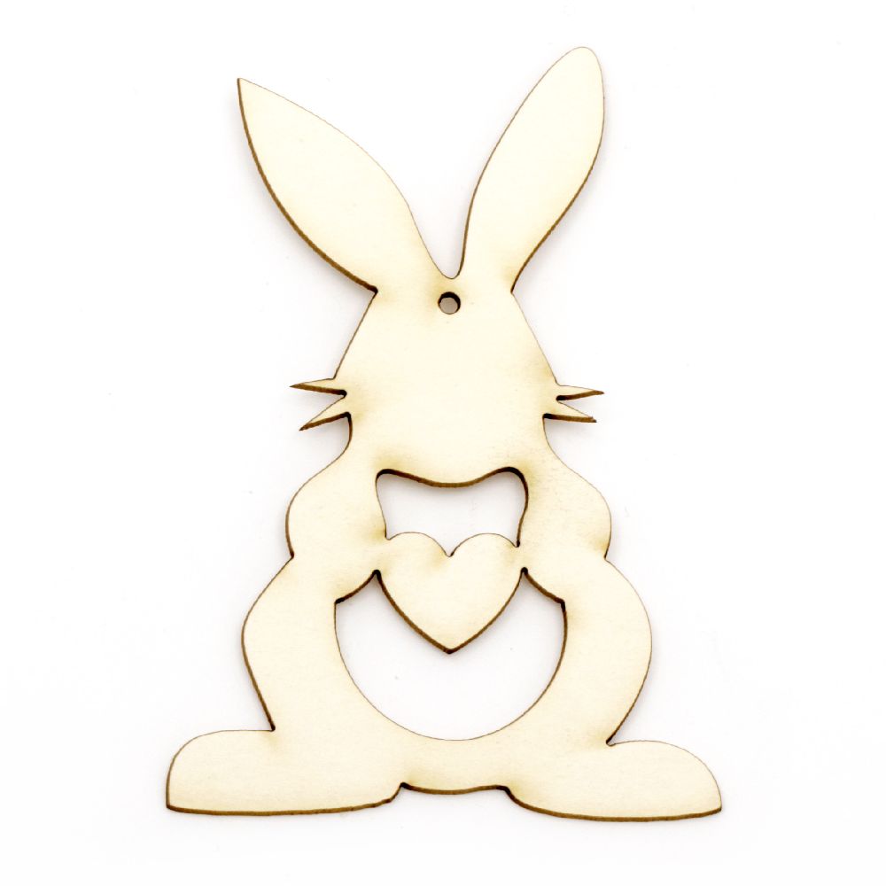 Laser Cut Chipboard Figure / Bunny with Heart / 100x70x1 mm
