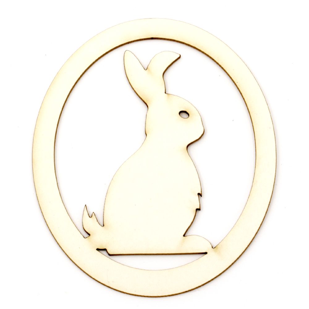 Laser cut Figure / Oval with Bunny for Easter Holidays / 100x83x1 mm