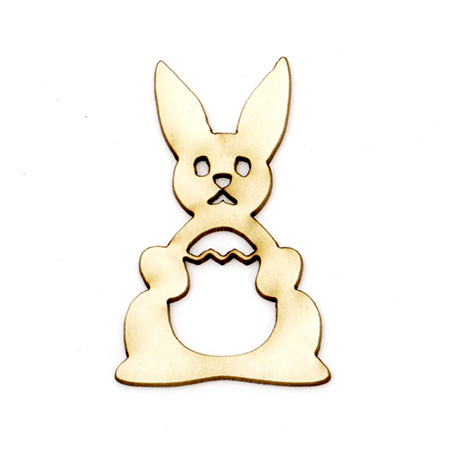 Bunny with Egg made of Chipboard for Easter Decoration / 50x30x1 mm - 2 pieces