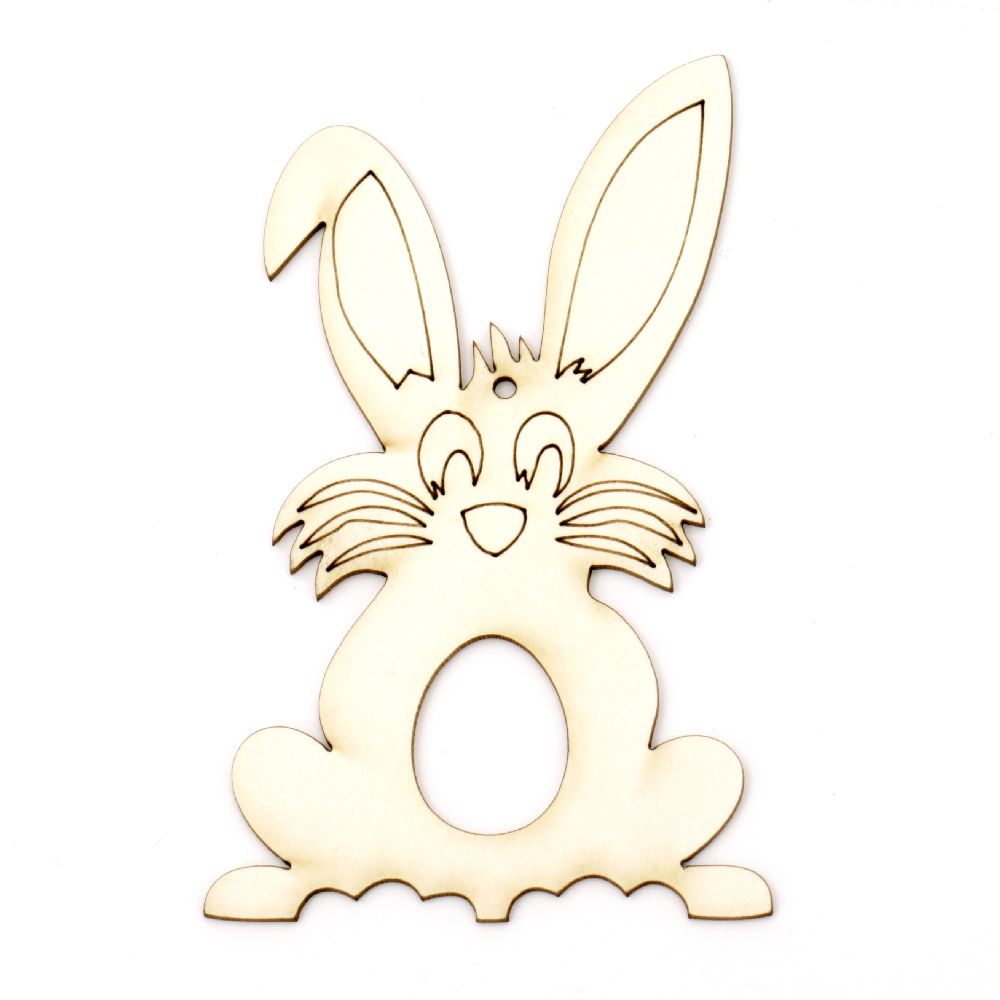 Chipboard rabbit with egg for Easter decoration 100x60x1 mm