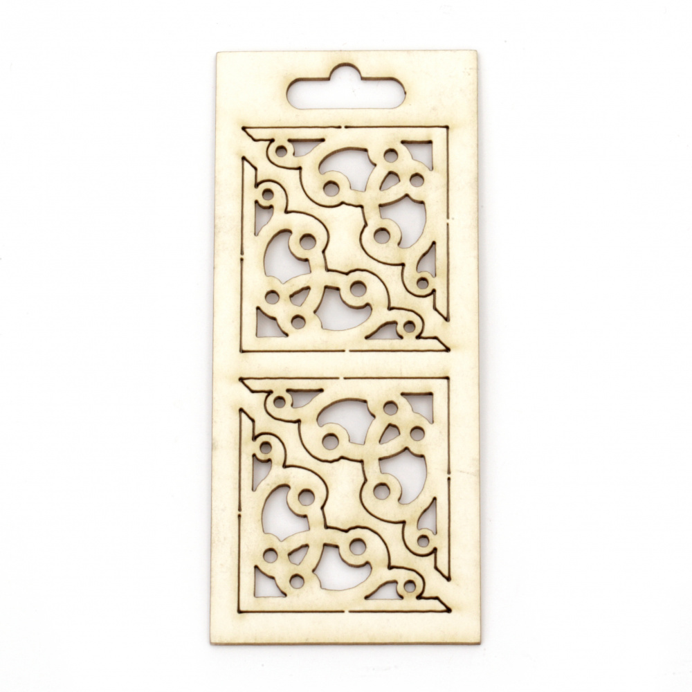 Set of elements of chipboard angle, openwork element for home decoration 35x35 mm - 4 pieces