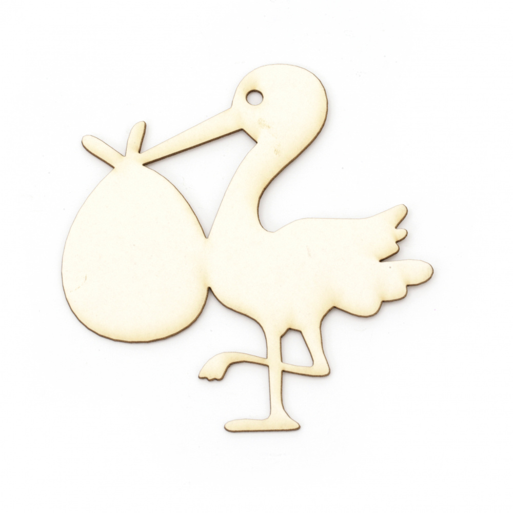 A stork carries a baby made of chipboard for making greeting cards, invitations, baby accessories boxes 93x87 mm