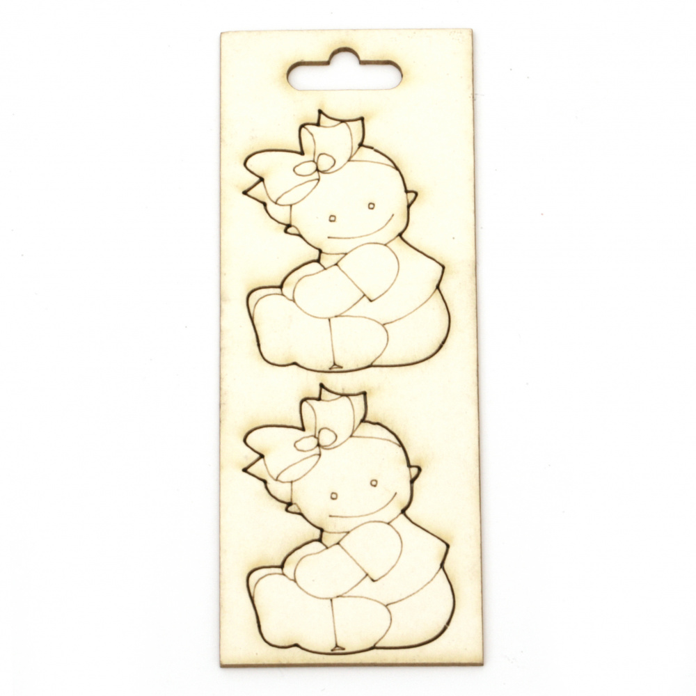 Chipboard Decorative Figure / Baby / 50x37 mm - 2 pieces