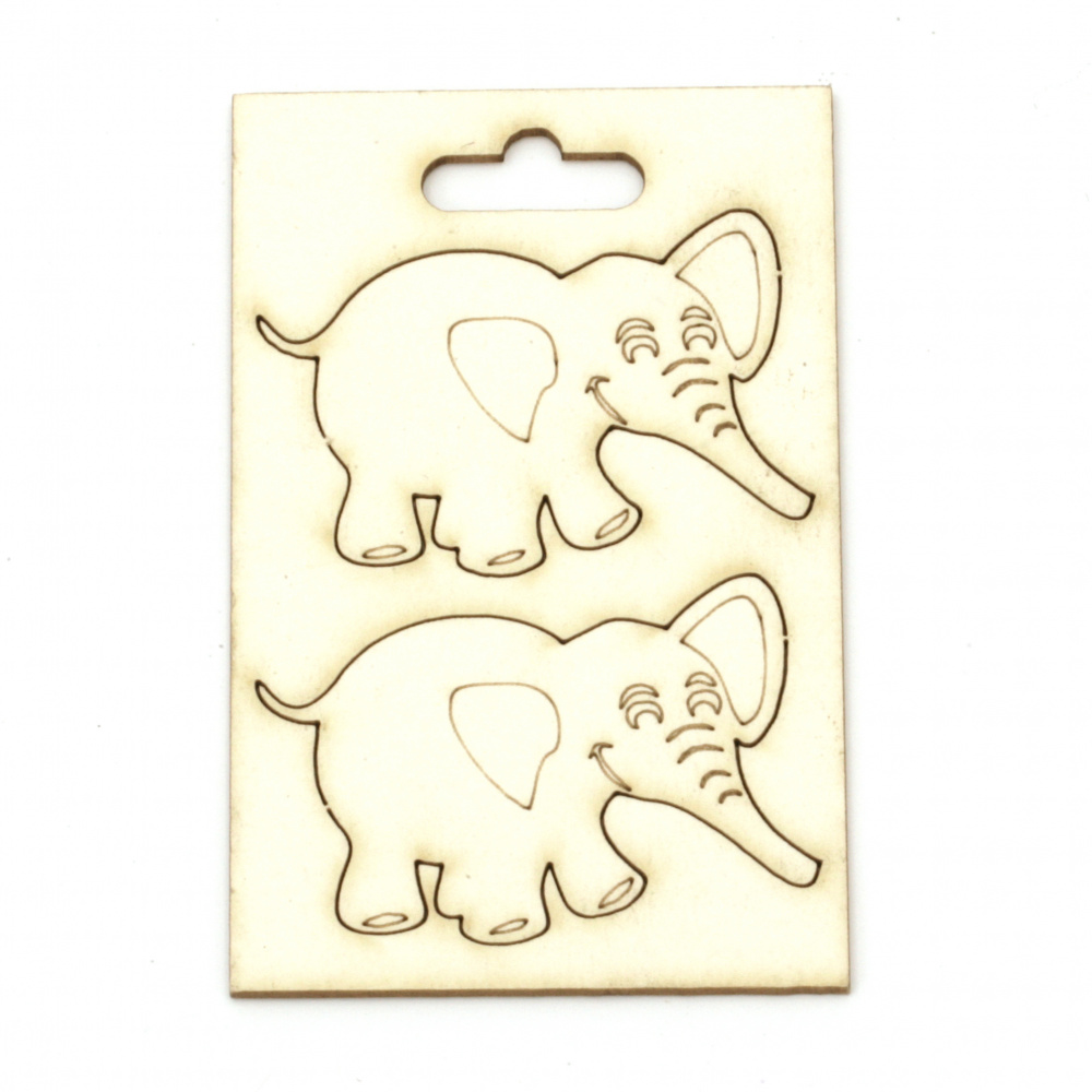 Ελέφαντας από χαρτόνι Chipboard 48x35 mm -2 τεμάχια
