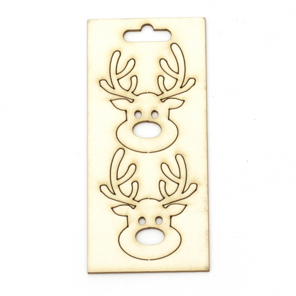 Unfinished Chipboard Elements for Decoration / Deer / 50x40 mm - 2 pieces