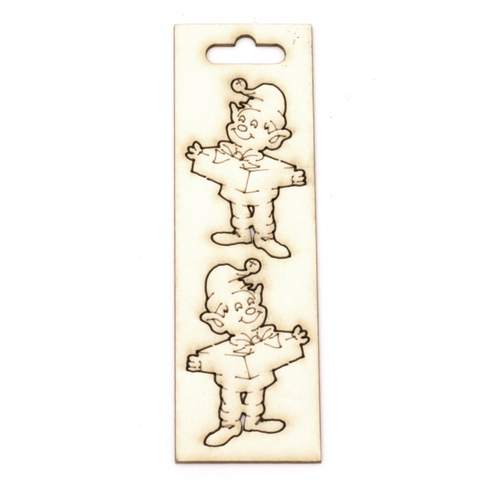 Chipboard Figurines / Elf with a Gift / 50x30 mm - 2 pieces
