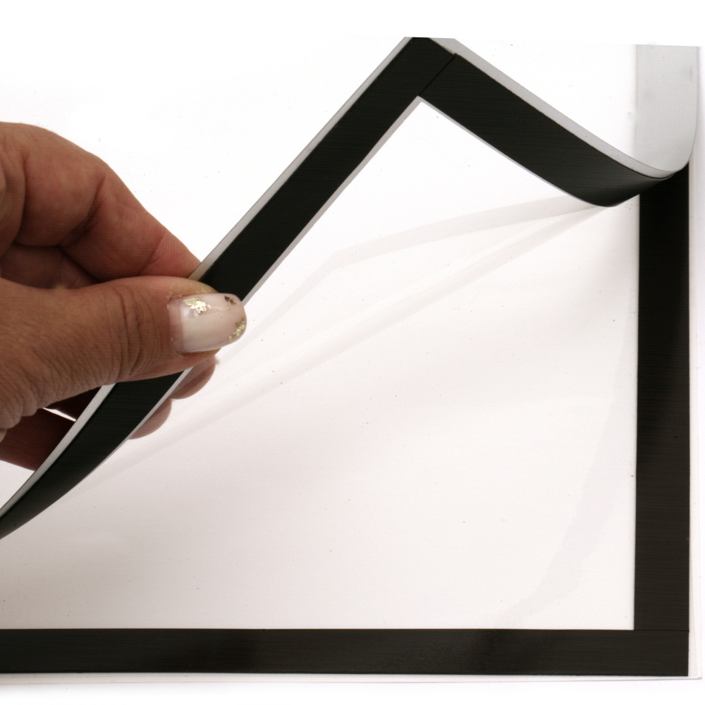 Magnetic Paper Frame A4, Outer Size 23.7x32.5 cm, with Self-Adhesive Backing, Silver Color