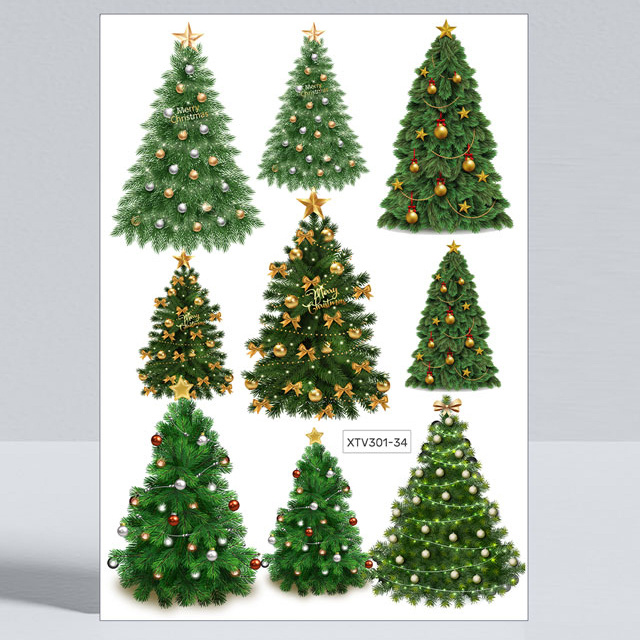 Set of cardboard elements, 200 g, Christmas Trees from 7 to 11 cm - 17 pieces