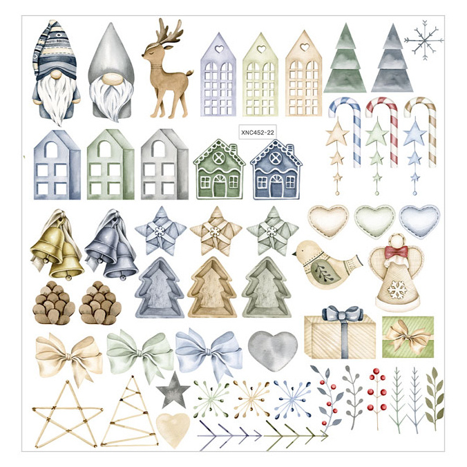 Set of cardboard elements, 190 g, Scandinavian Christmas collection, ranging from 3 to 11 cm - 83 pieces