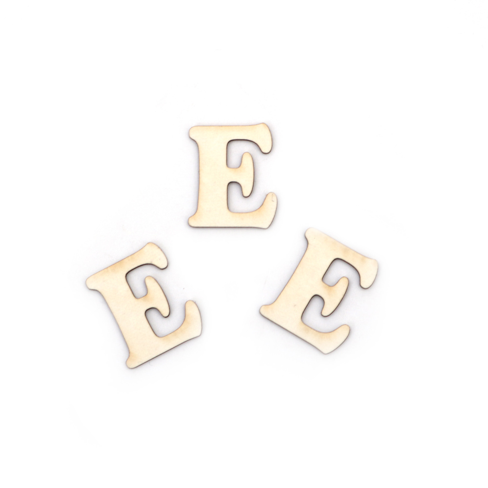 Letter "Е" Craft Chipboard Cutout,  2 cm, Font 2 - 5 pieces