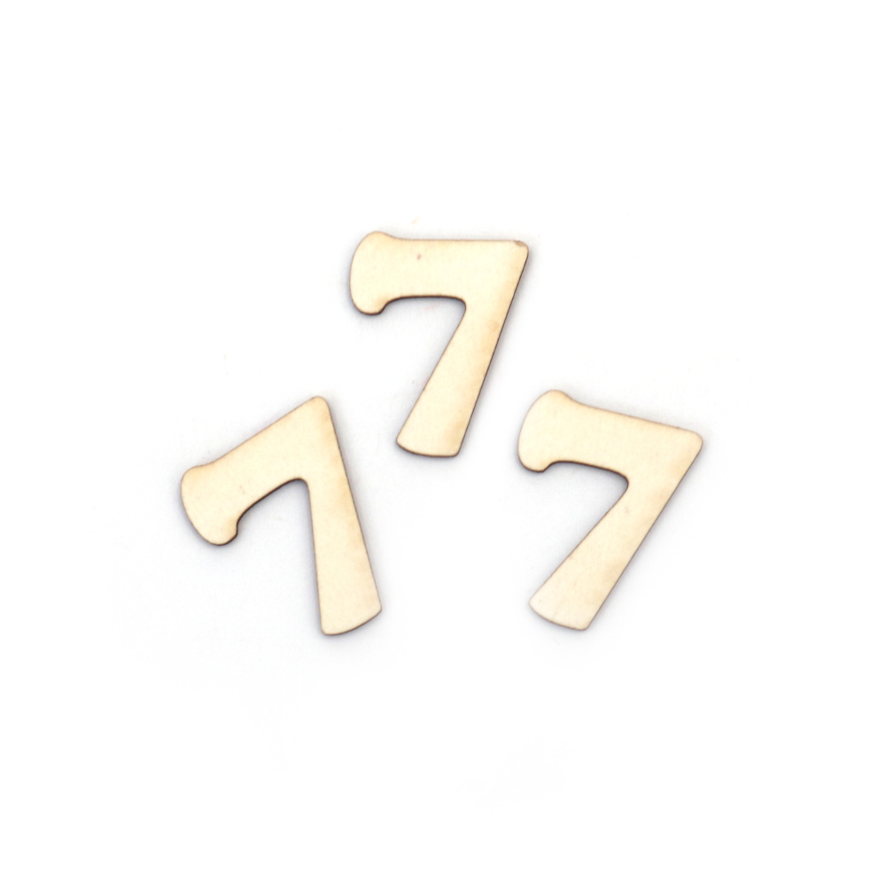 Number "7" Craft Chipboard Cutout, 2 cm, Font 2 - 5 pieces