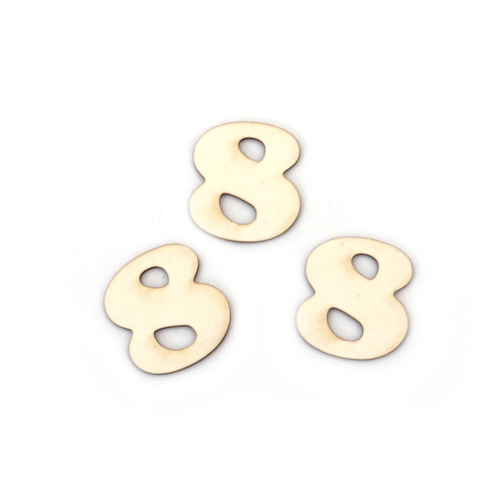 Number "8" Craft Chipboard Cutout, 2 cm, Font 2 - 5 pieces