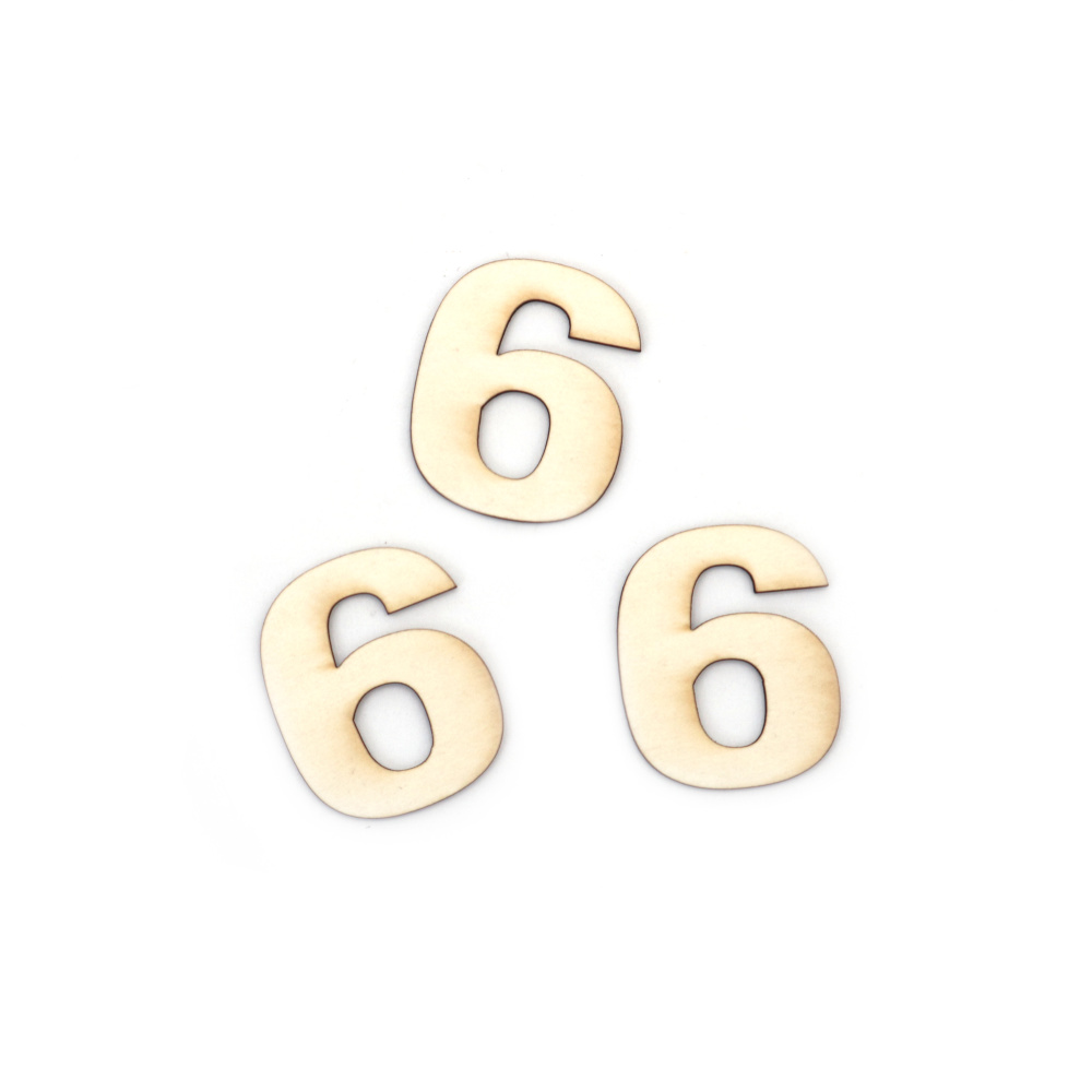 Number "9" Chipboard Cutout, 3 cm, Font 1 - 5 pieces