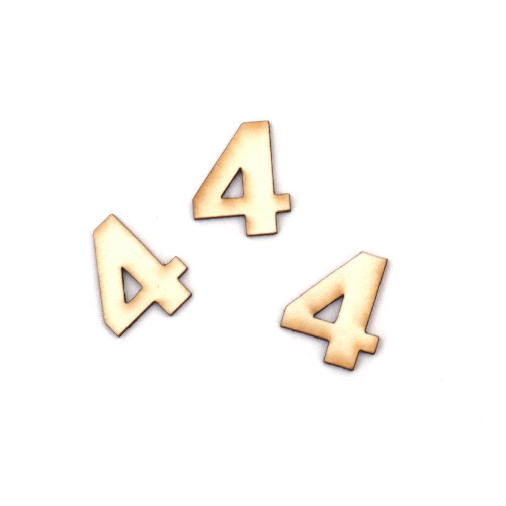 Number "4" Chipboard Cutout,1.5 cm, Font: 1 - 5 pieces