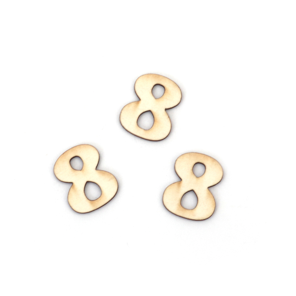Number "8" Chipboard Cutouts, 1.5 cm, Font: 1 - 5 pieces