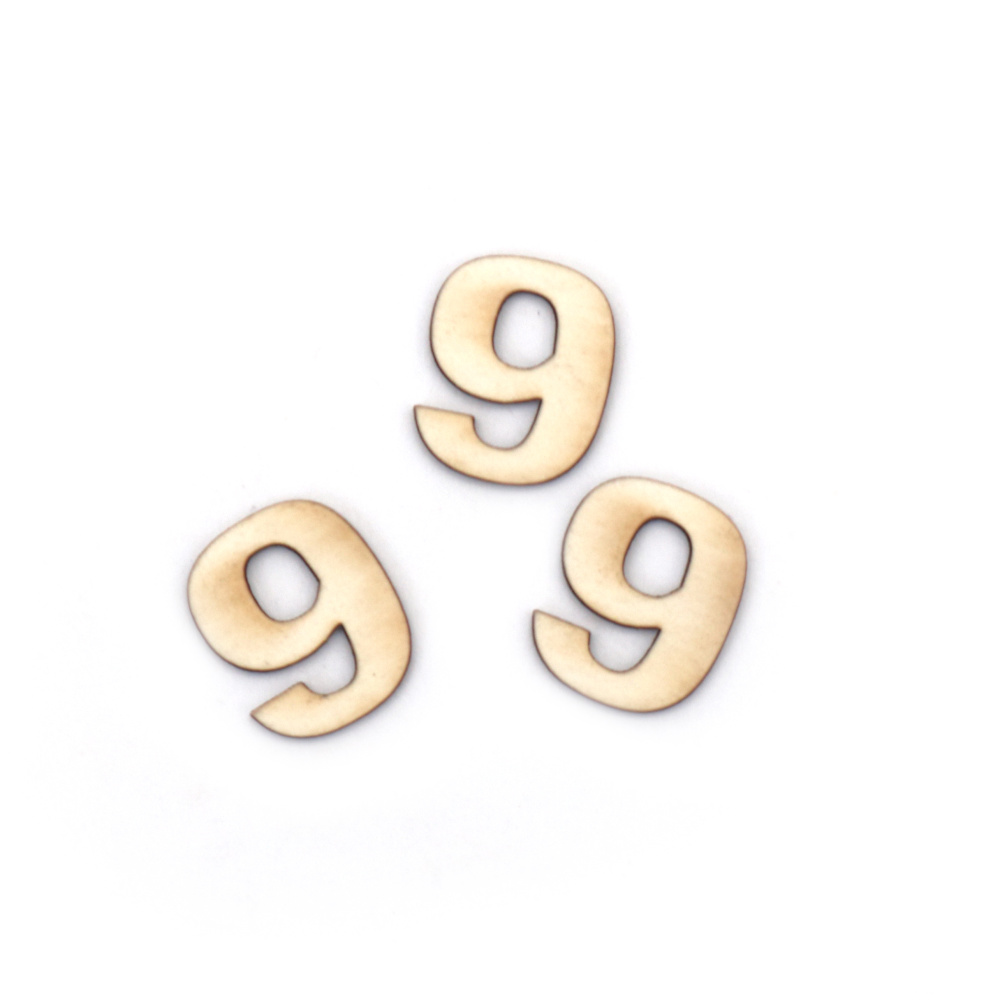 Number "9" Chipboard Cutouts, 1.5 cm, Font: 1 - 5 pieces