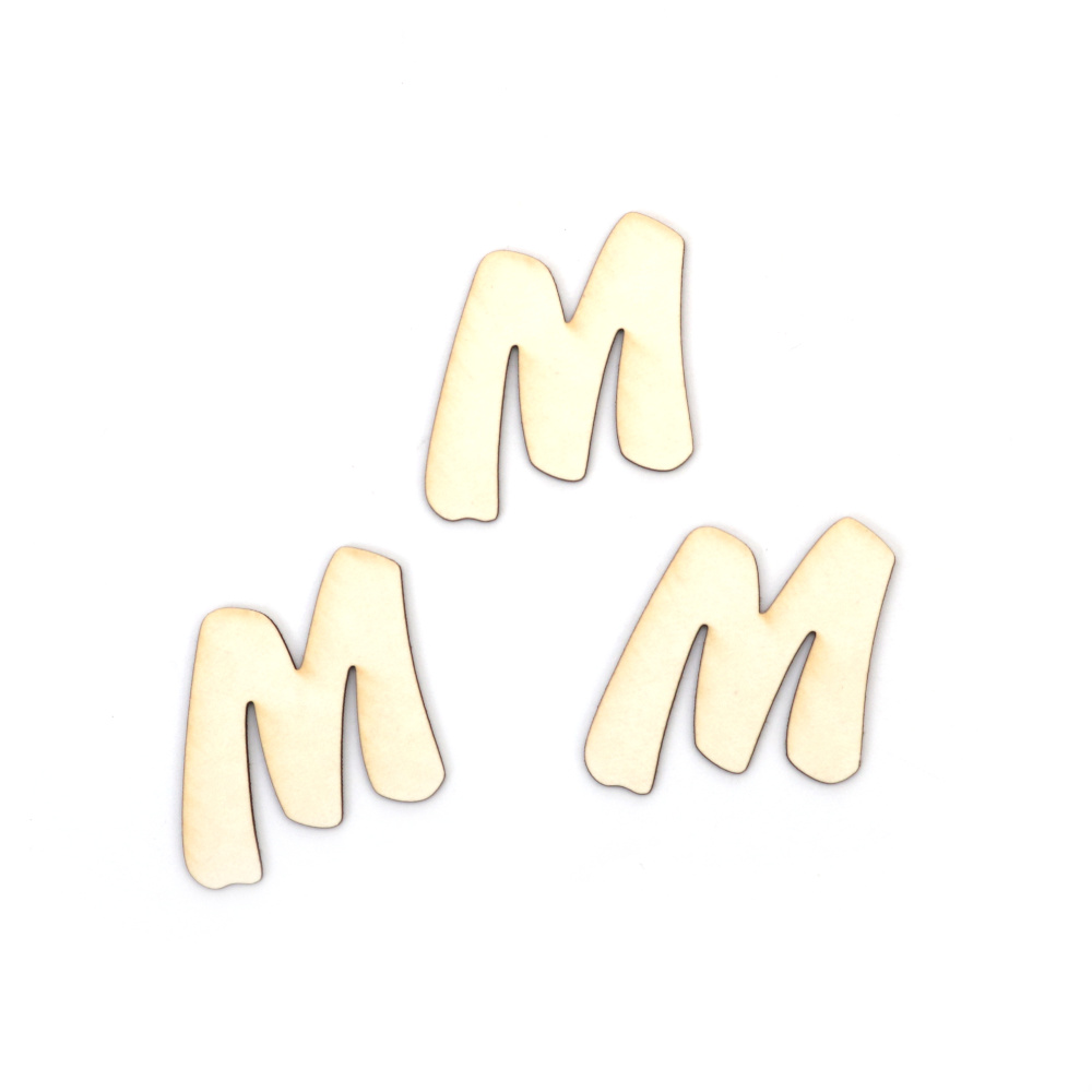 Букви от бирен картон 3 см шрифт 3 буква М -5 броя