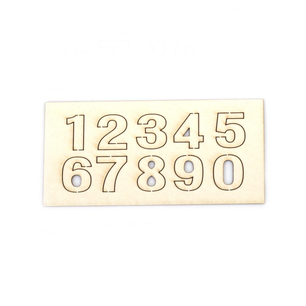 Set of Chipboard Numbers, 1.5 cm, Font 1 - 2 pieces