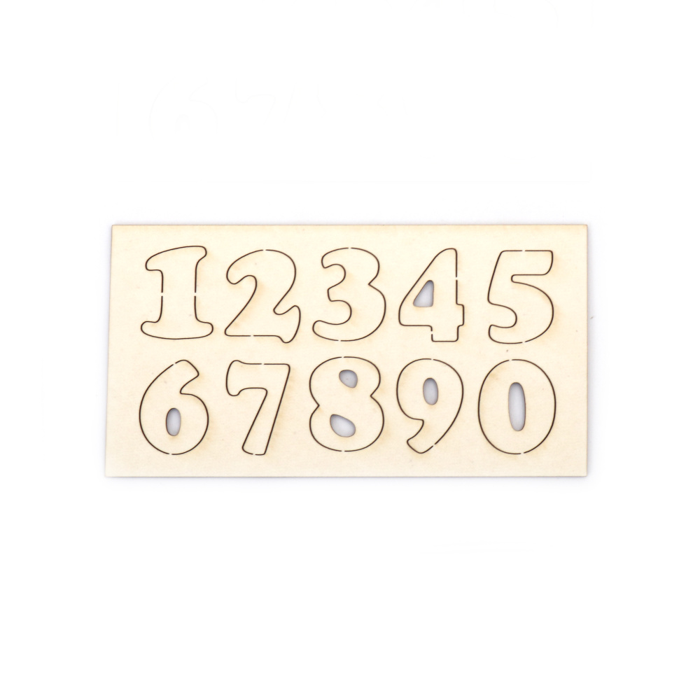 Chipboard Set of Numbers / 2 cm,  Font: 2 - 2 pieces