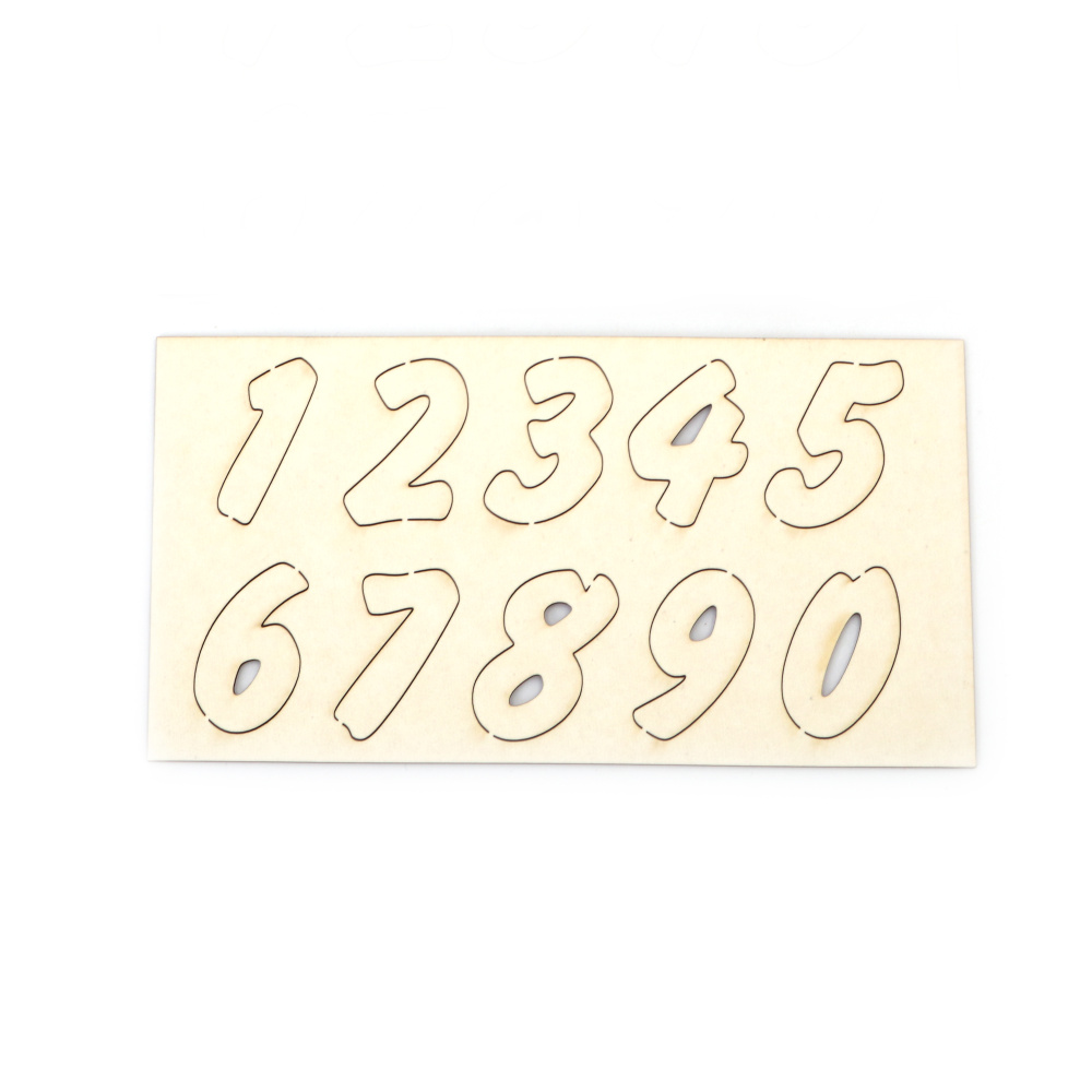 Chipboard Number Set / 3 cm,  Font: 3 - 2 pieces