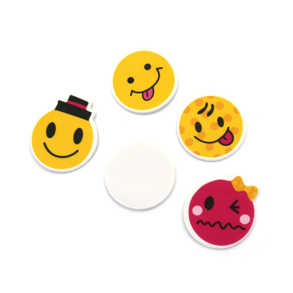Emoticoane autoadezive din spumă /material EVA/ 37x37x2,5 mm ~15-17 bucăți