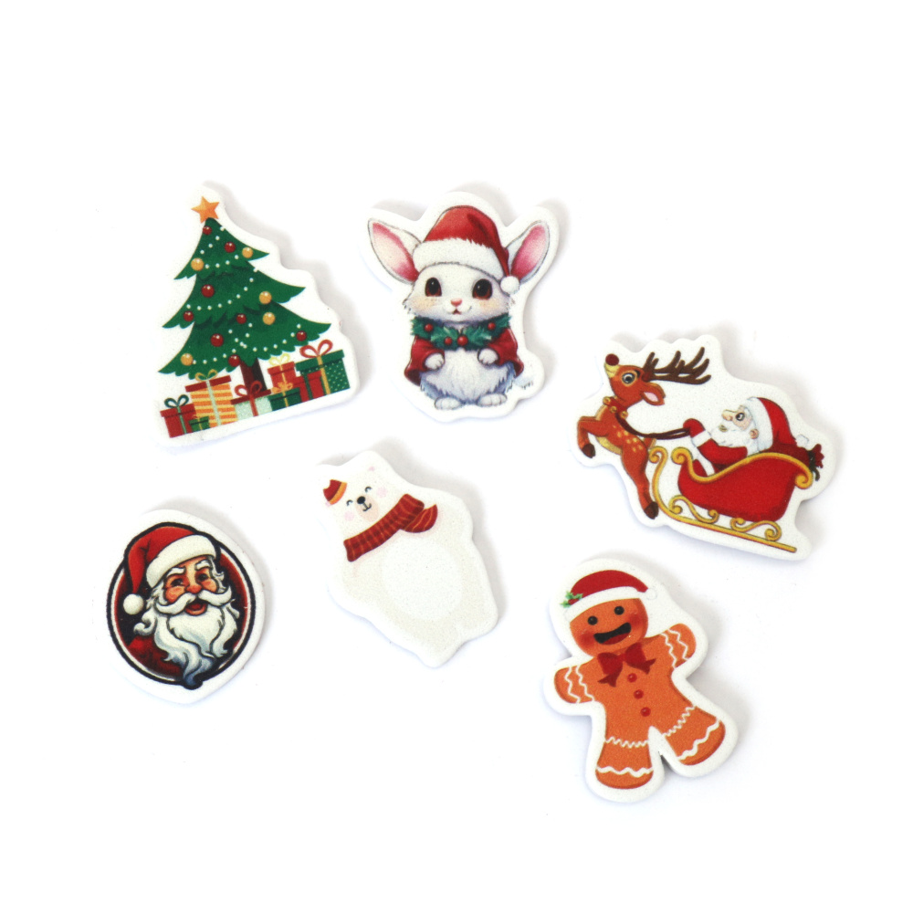 Figurine de Crăciun autoadezive din spumă /material EVA / 32~54x32~50x2.5 mm ~13-15 bucăți