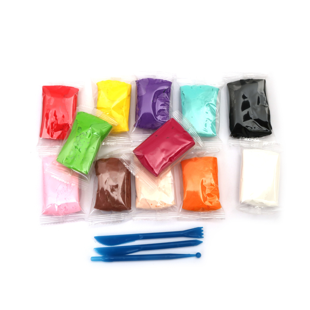 Kit creativ din argilă pentru modelaj cu uscare la aer – 12 culori mixte ~240 g, cu unelte și instrucțiuni, ideal pentru crafturi și proiecte DIY pentru copii